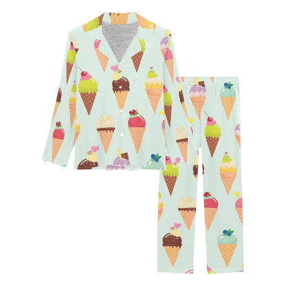 Ice Cream Pattern Print Design 03 Women's Long Pajama Set