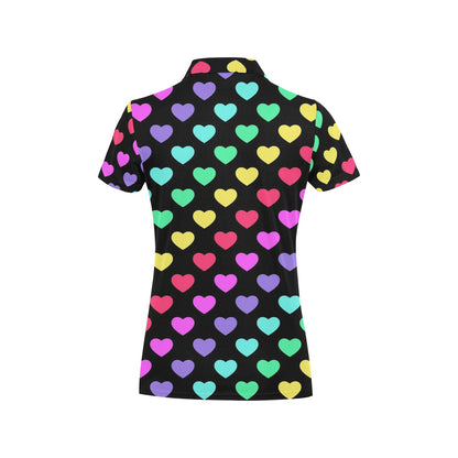 Heart Rainbow Pattern Print Design HE02 Women's Polo Shirt