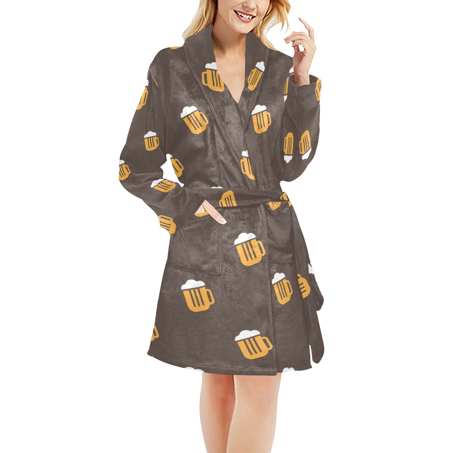 Beer Pattern Print Design 01 Women's Fleece Robe