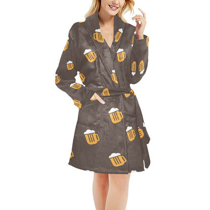 Beer Pattern Print Design 01 Women's Fleece Robe