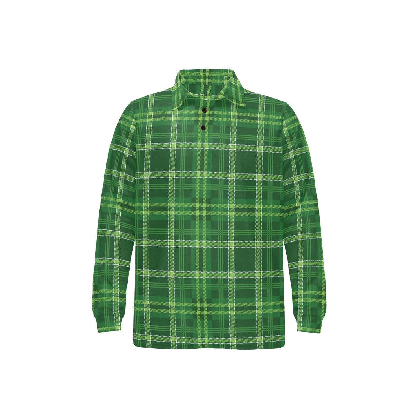 Irish Plaid Pattern Print Design 02 Long Sleeve Polo Shirt For Men's