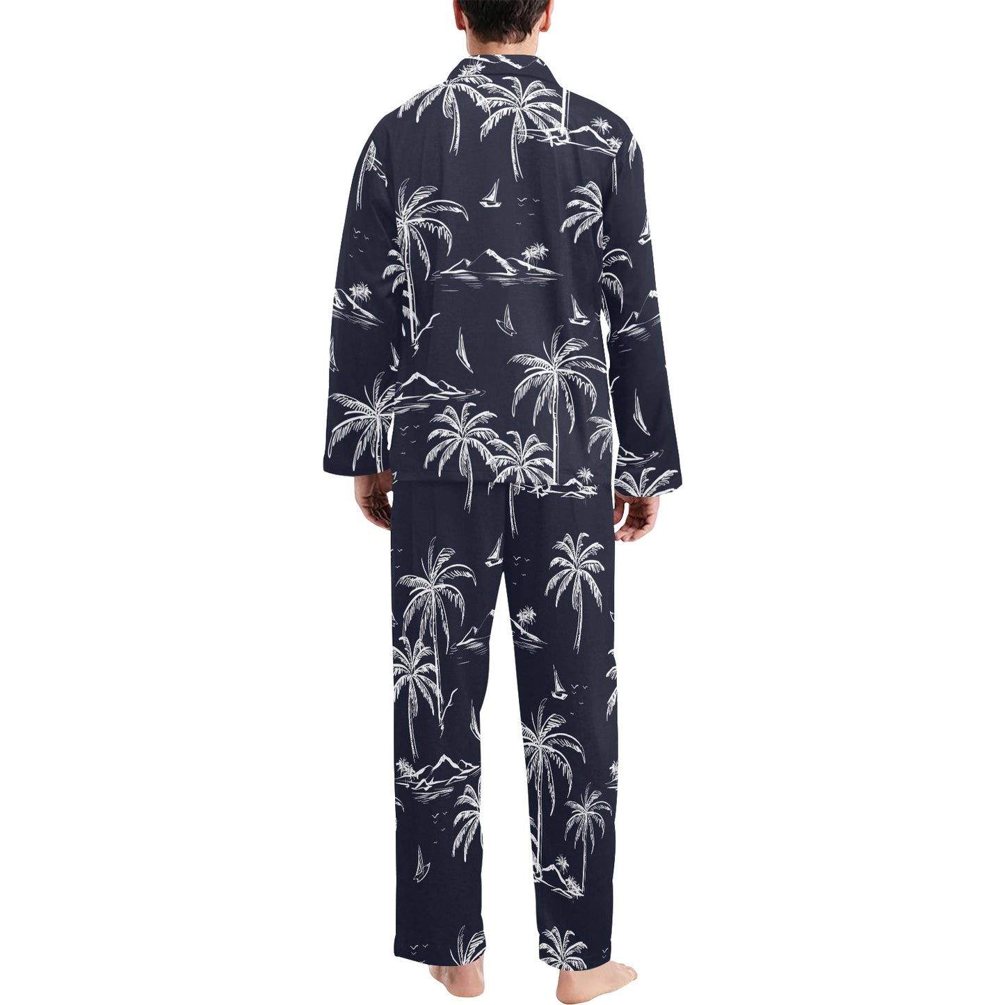 Pacific island Pattern Print Design A02 Men's Long Pajama Set