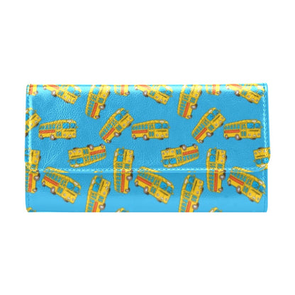 School Bus Print Design LKS302 Women's Trifold Wallet