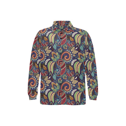Paisley Boho Pattern Print Design A03 Long Sleeve Polo Shirt For Men's