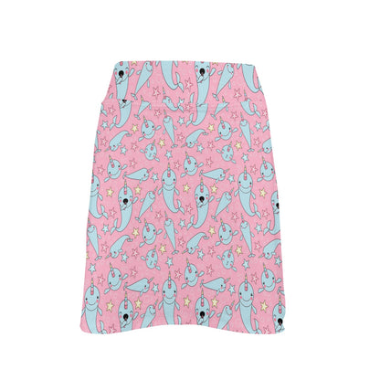 Narwhal Cartoon Cute Print 17" Golf & Pickleball Skort with Pockets