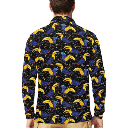 Toucan Print Design LKS307 Long Sleeve Polo Shirt For Men's