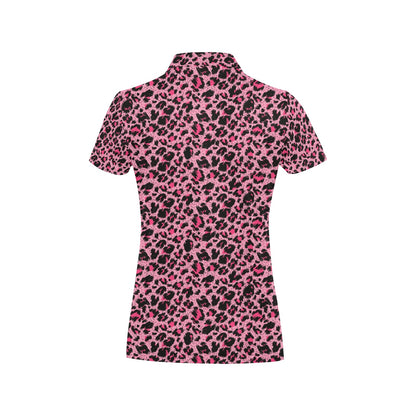 Cheetah Pink Pattern Print Design 01 Women's Polo Shirt