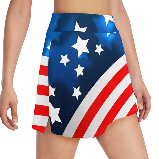American flag Style 17" Golf & Pickleball Skort with Pockets