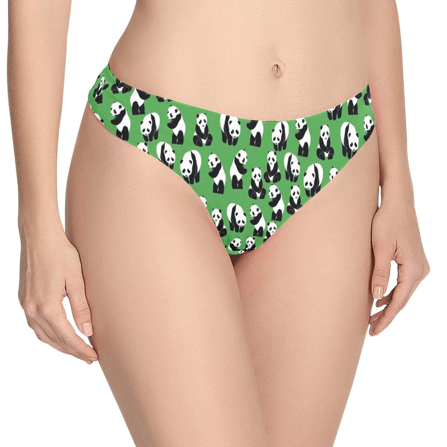 Panda Bear Pattern Themed Print Women's Thongs