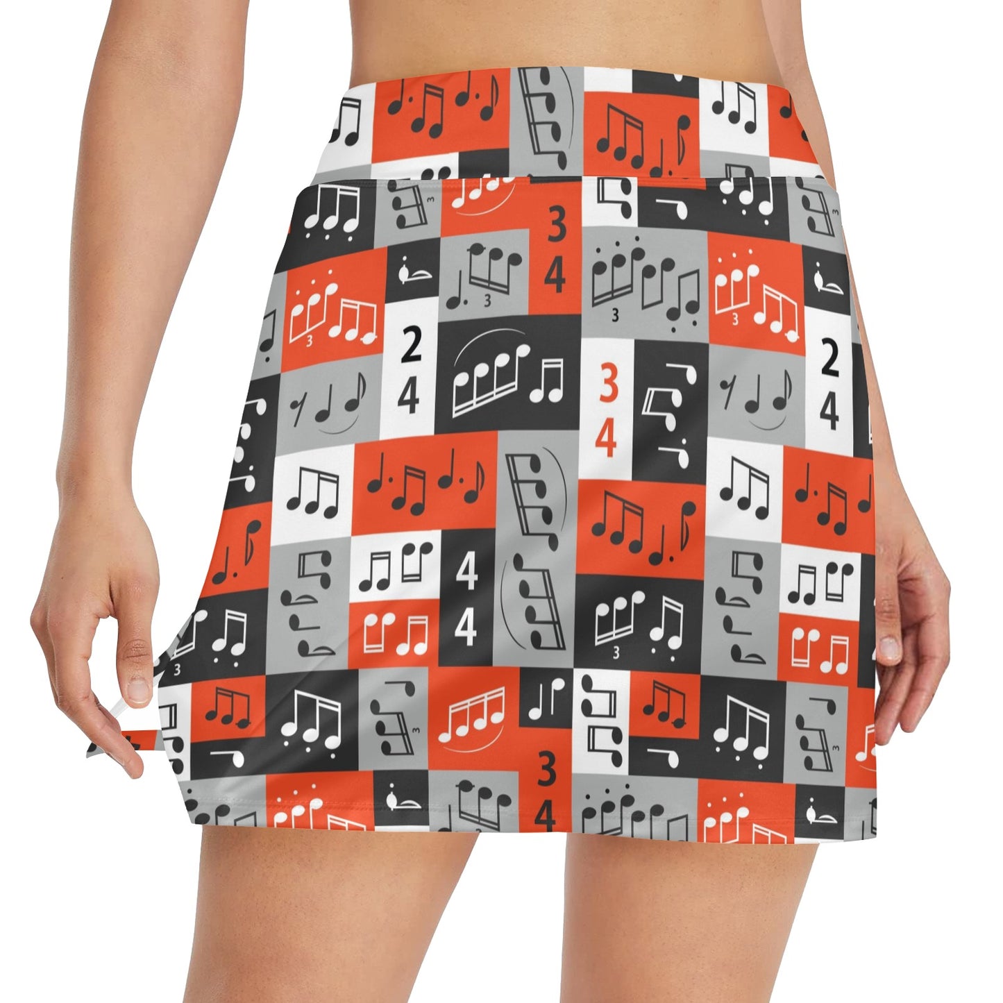 Music Note Design Themed Print 17" Golf & Pickleball Skort with Pockets