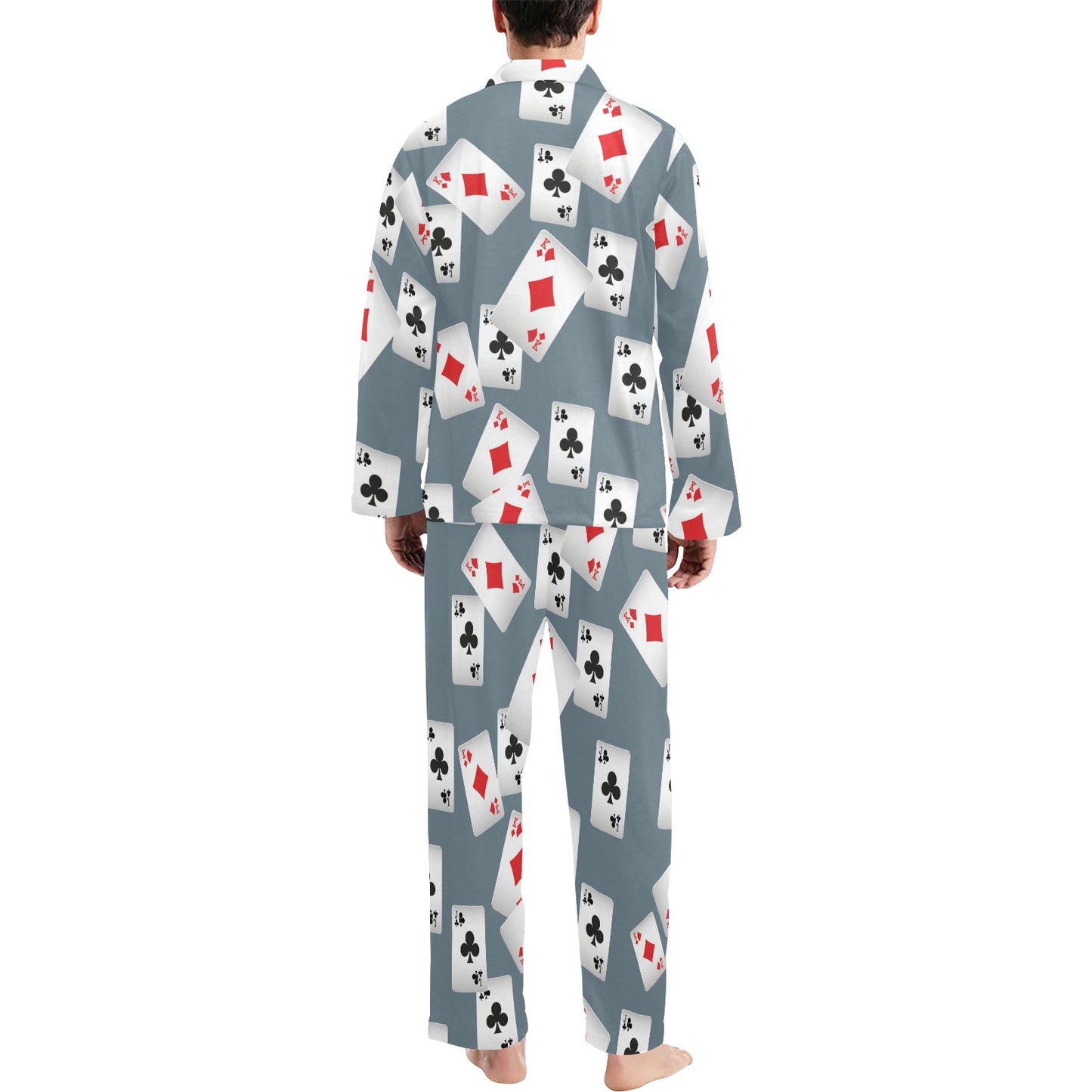 Poker Cards Pattern Print Design A05 Men's Long Pajama Set