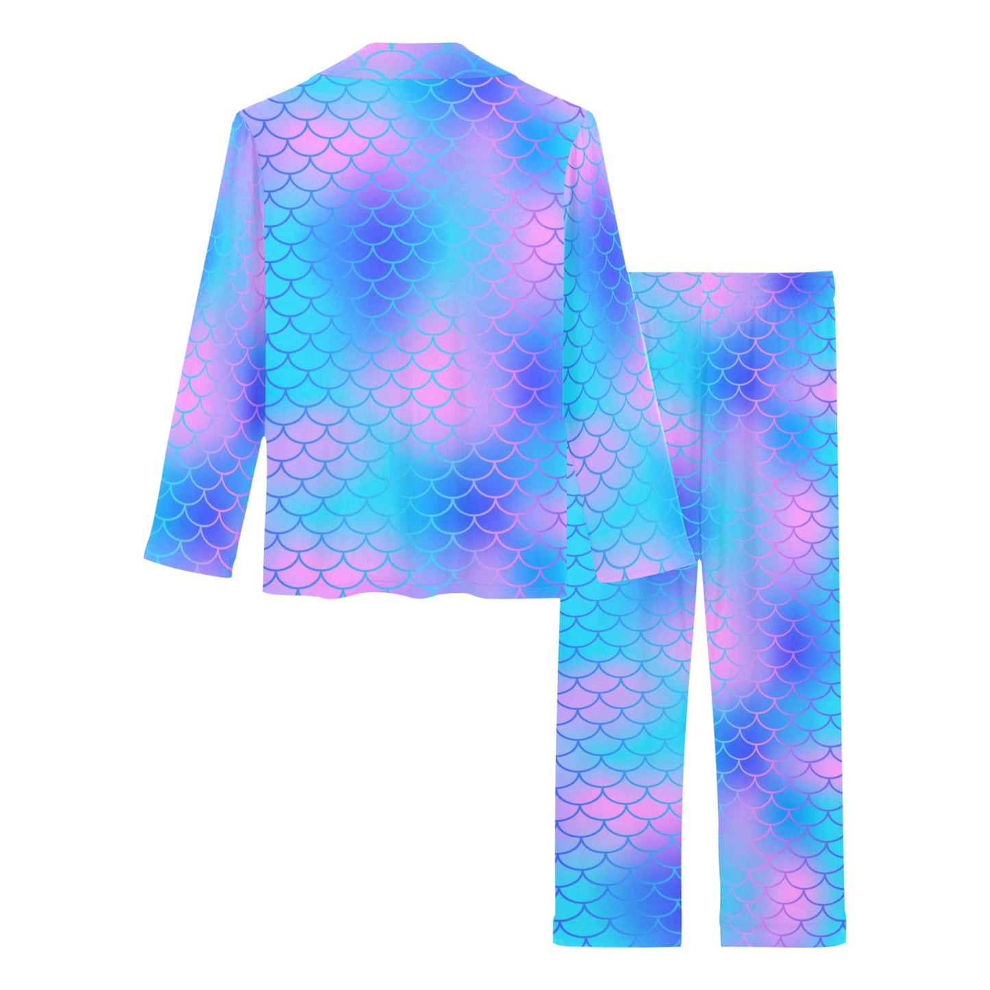 Mermaid Scales Pattern Print Design 04 Women's Long Pajama Set