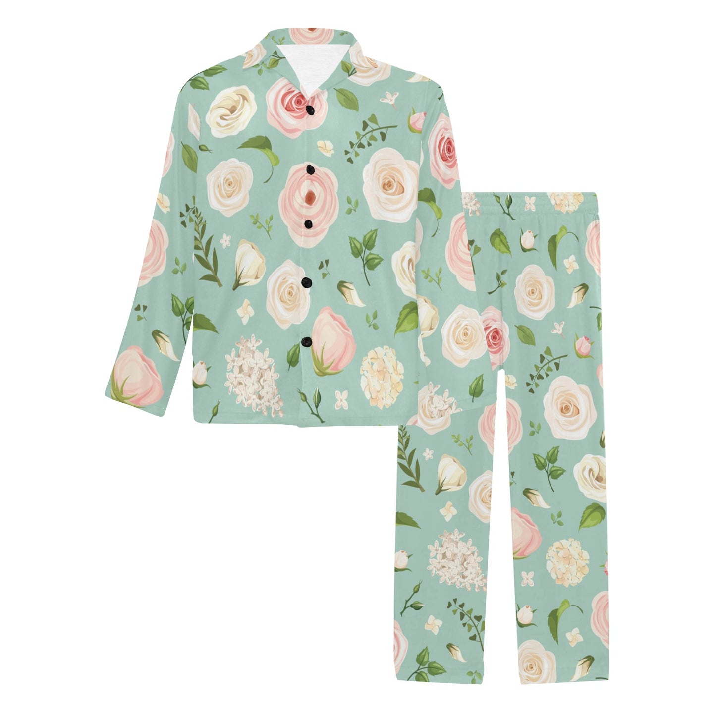 Lisianthus Pattern Print Design 01 Men's Long Pajama Set