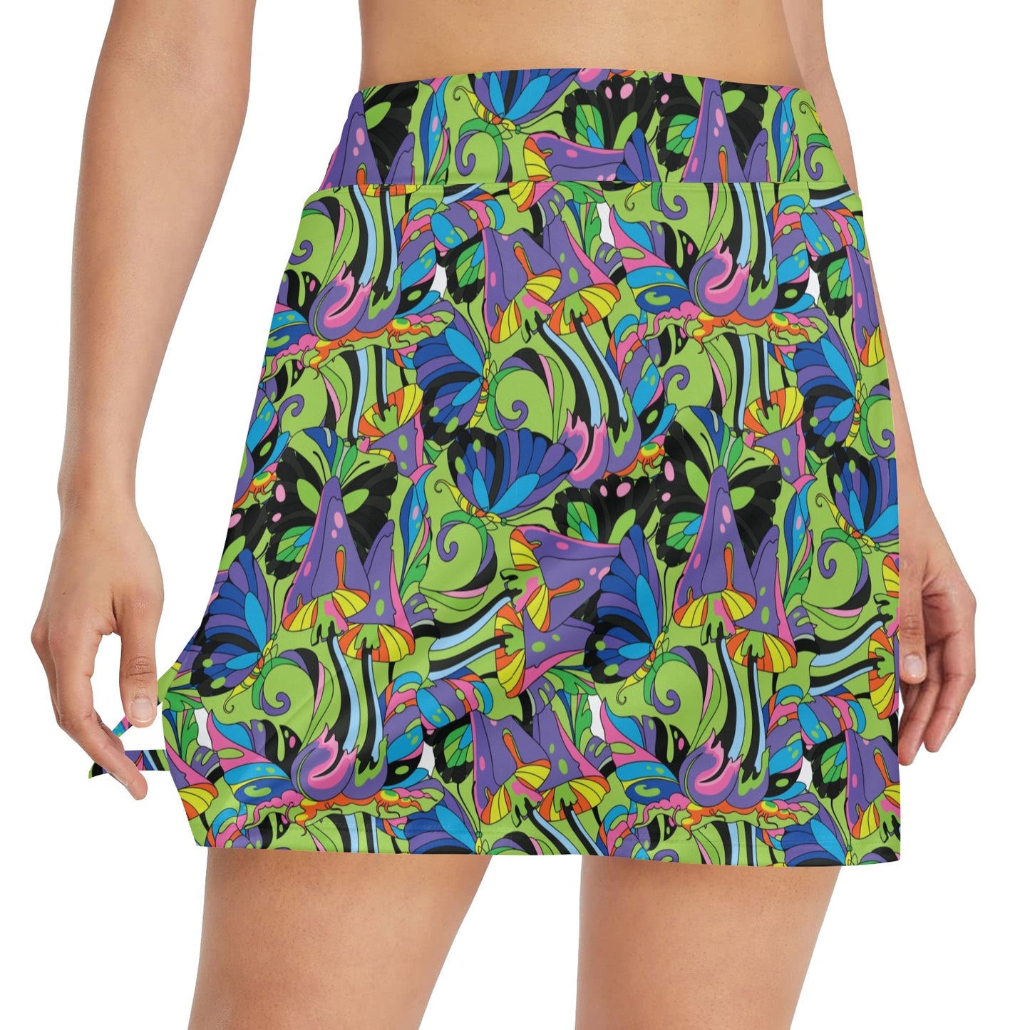 Psychedelic Trippy Mushroom Themed 17" Golf & Pickleball Skort with Pockets