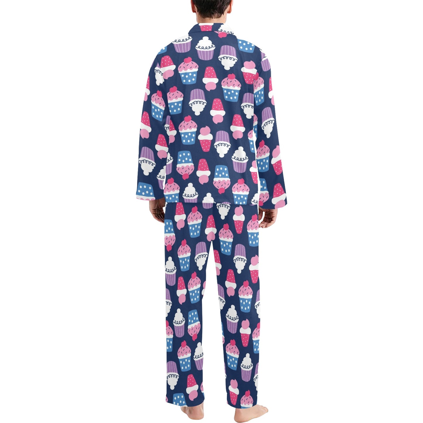 Cupcake Pattern Print Design CP04 Men's Long Pajama Set