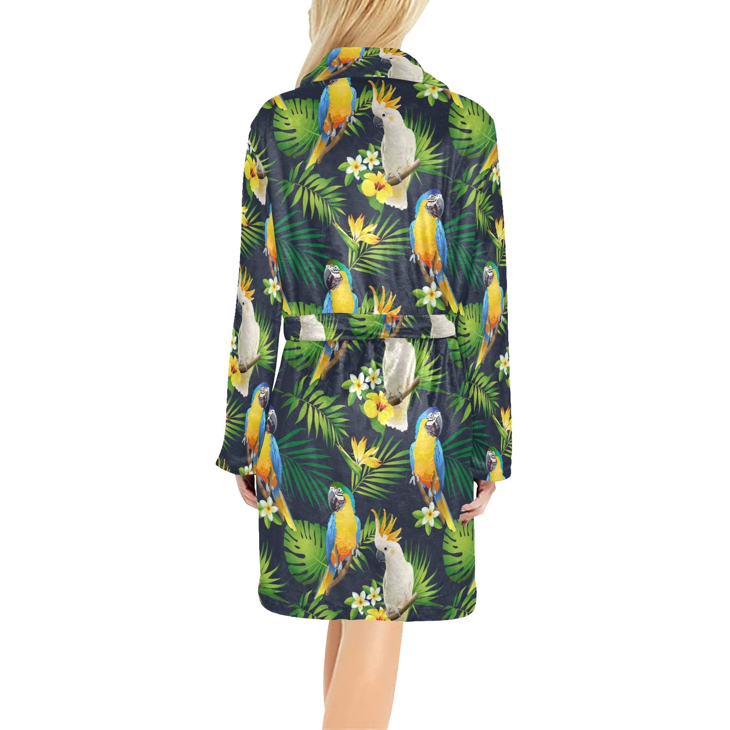 Parrot Pattern Print Design A03 Women's Fleece Robe
