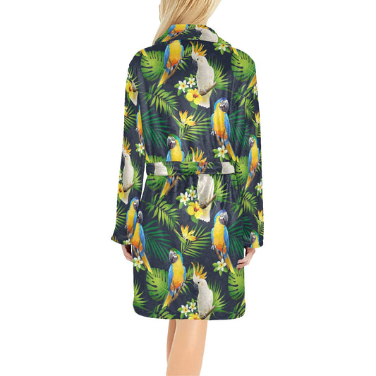 Parrot Pattern Print Design A03 Women's Fleece Robe