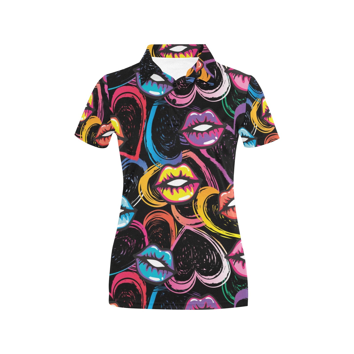 Pop Art Lip Pattern Print Design A03 Women's Polo Shirt