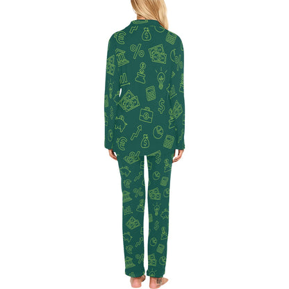 Accounting Financial Pattern Print Design 02 Women's Long Pajama Set
