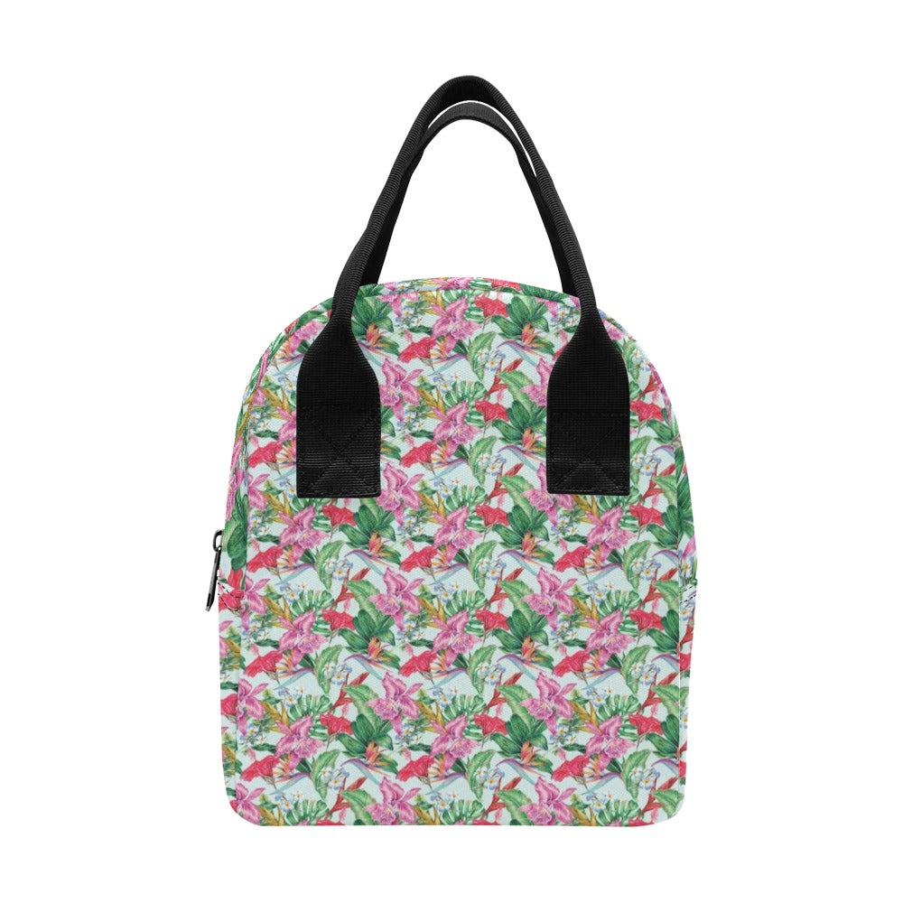 Tropical Flower Print Design LKS304 Insulated Lunch Bag