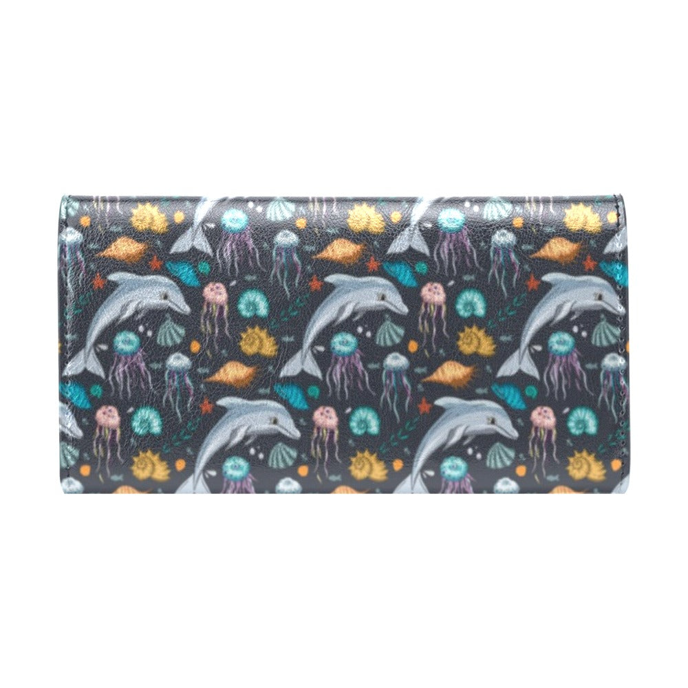 Underwater Dolphin Print Design LKS304 Women's Trifold Wallet
