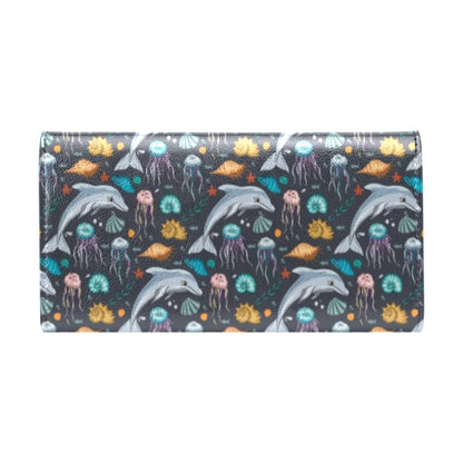 Underwater Dolphin Print Design LKS304 Women's Trifold Wallet