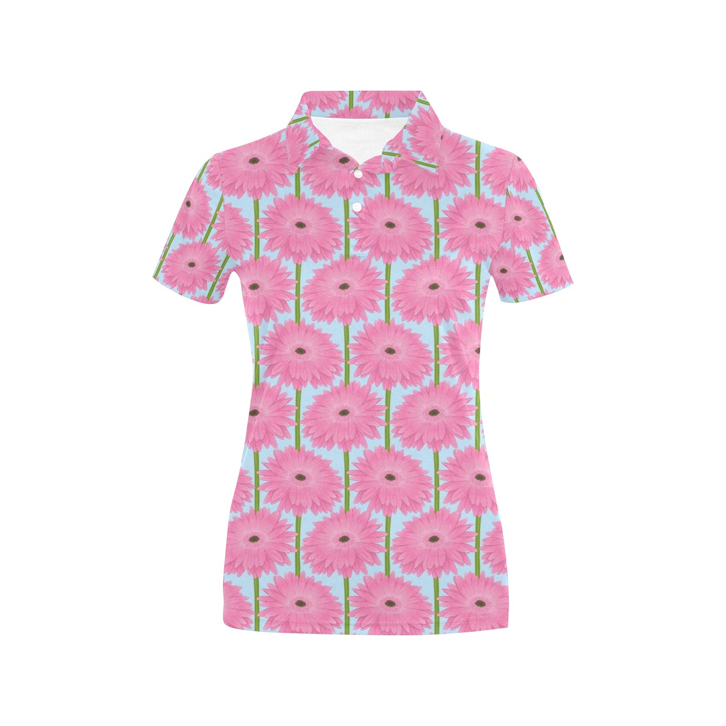 Gerberas Pattern Print Design GB01 Women's Polo Shirt