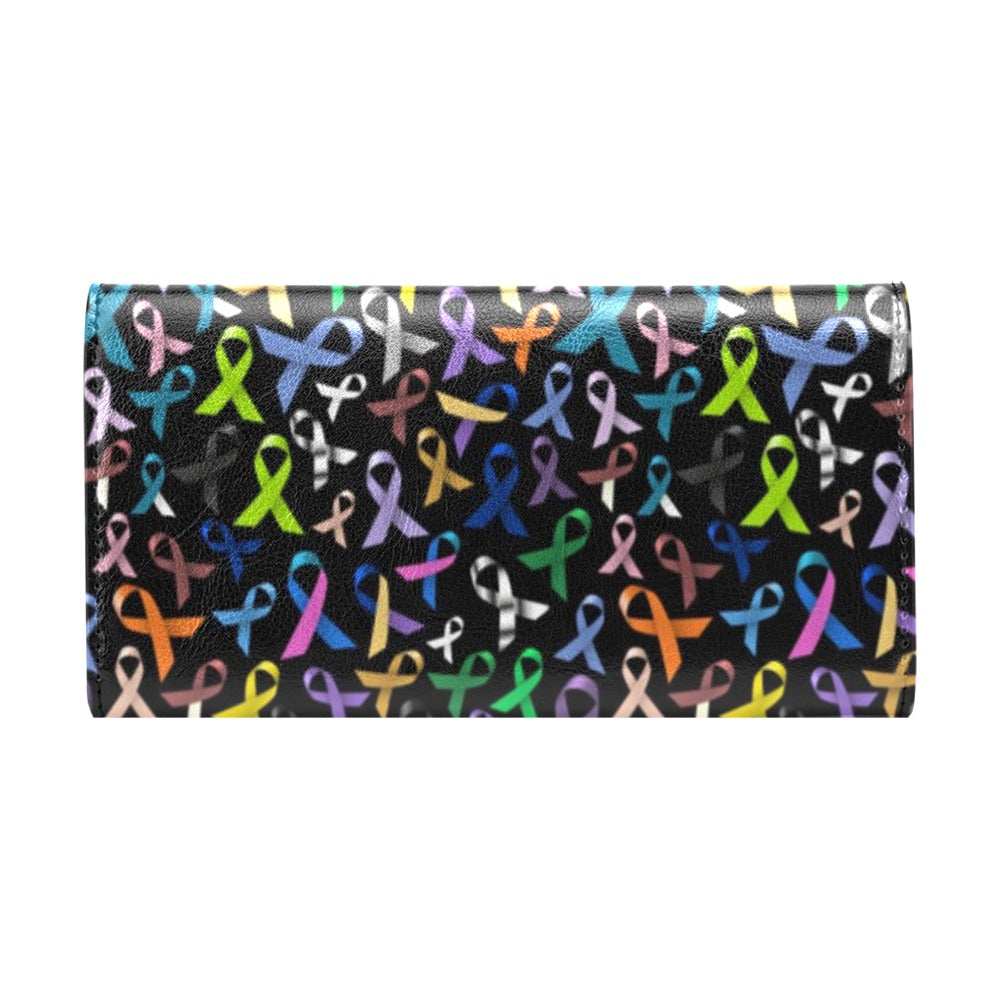 Breast Cancer Awareness Colorful Print Women's Trifold Wallet