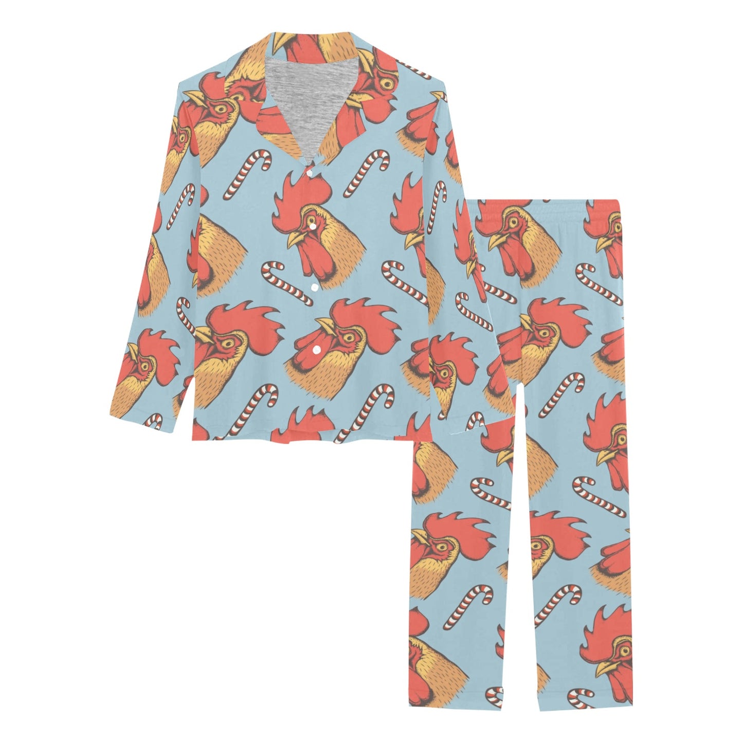Rooster Pattern Print Design A05 Women's Long Pajama Set