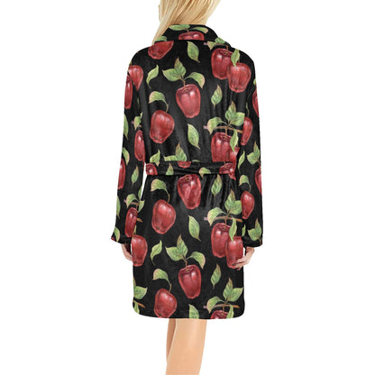 Apple Pattern Print Design AP011 Women's Fleece Robe