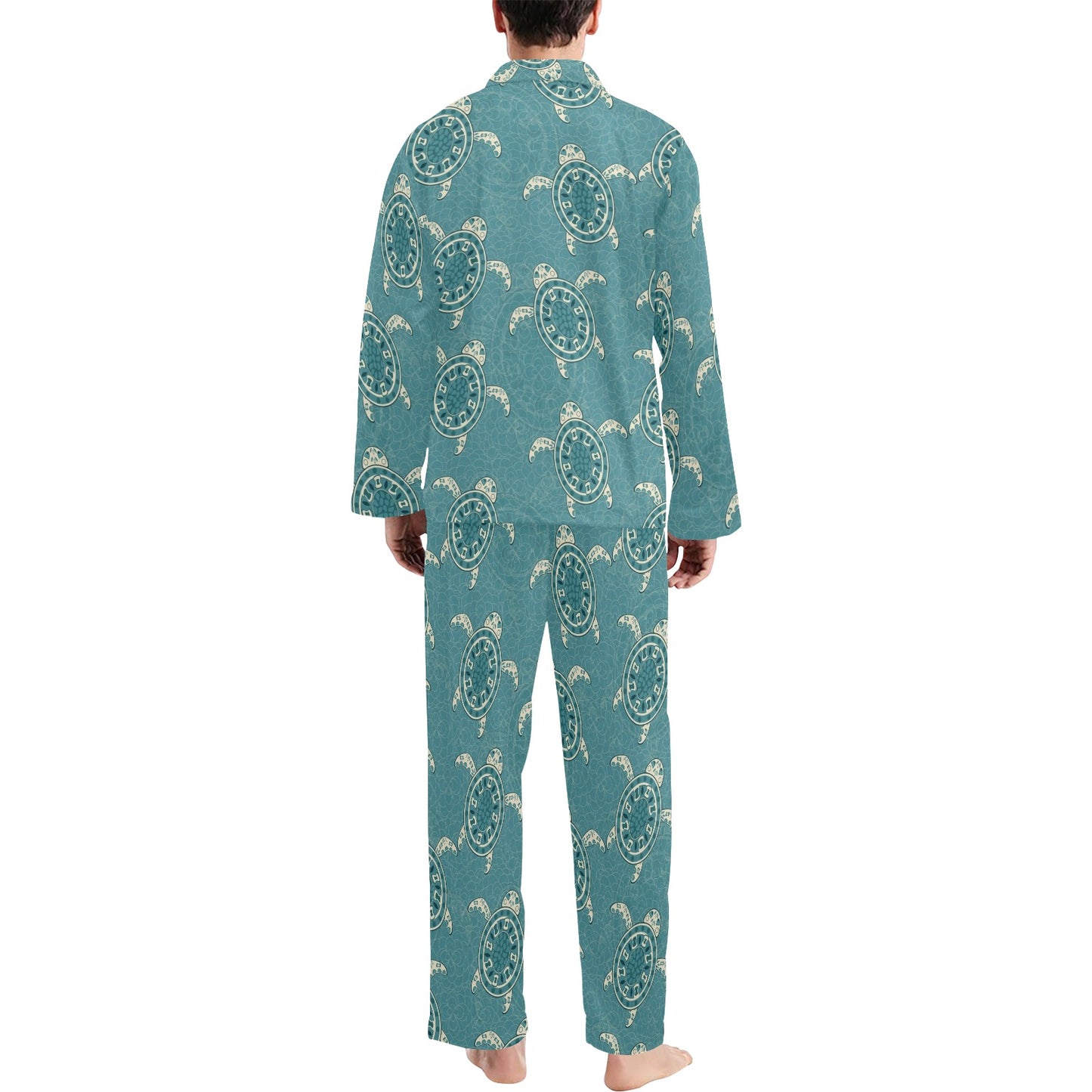 Sea Turtle Pattern Print Design T02 Men's Long Pajama Set