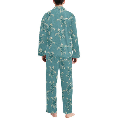 Sea Turtle Pattern Print Design T02 Men's Long Pajama Set