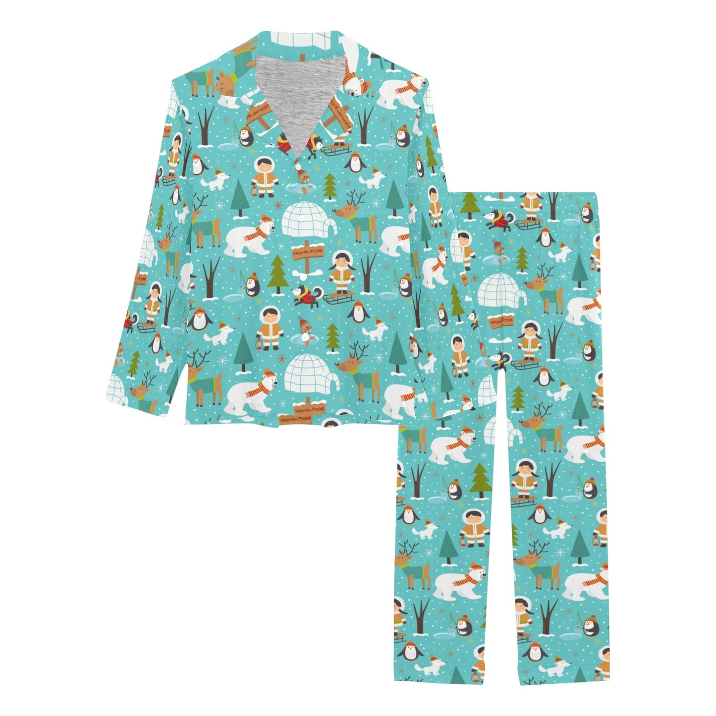 Eskimo Pattern Print Design 01 Women's Long Pajama Set