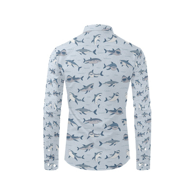 Shark Print Design LKS304 Men's Long Sleeve Dress Shirt