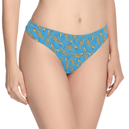 Trumpet Golden Pattern Themed Print Women's Thongs