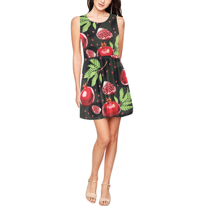 Pomegranate Pattern Print Design PG06 Sleeveless Dress
