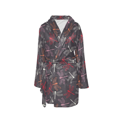 Dragonfly Pattern Print Design 01 Women's Fleece Robe