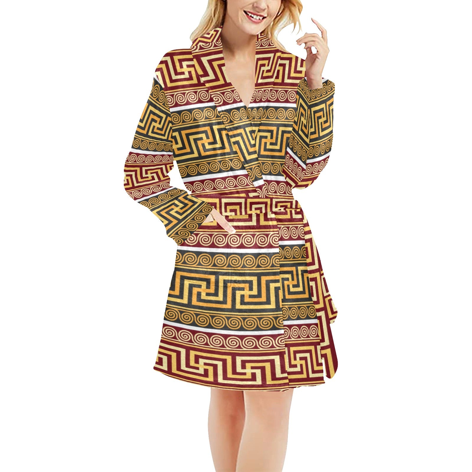 Ancient Greek Pattern Print Design LKS302 Women's Fleece Robe