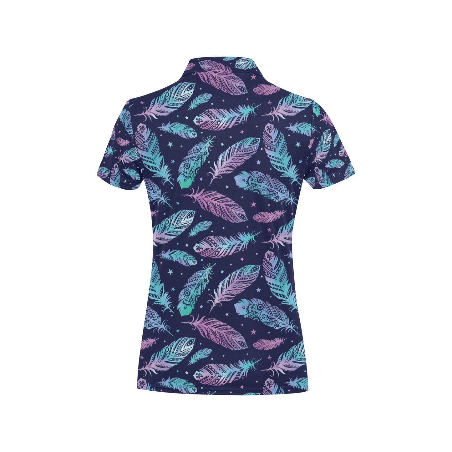 Feather Aztec Design Print Women's Polo Shirt