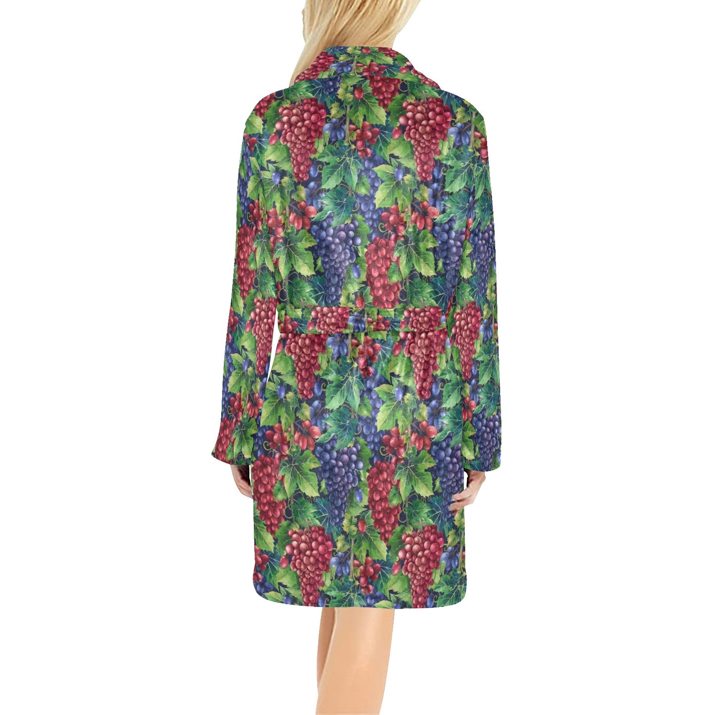 Grape Pattern Print Design GP02 Women's Fleece Robe