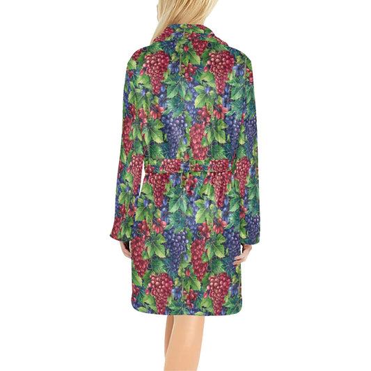 Grape Pattern Print Design GP02 Women's Fleece Robe