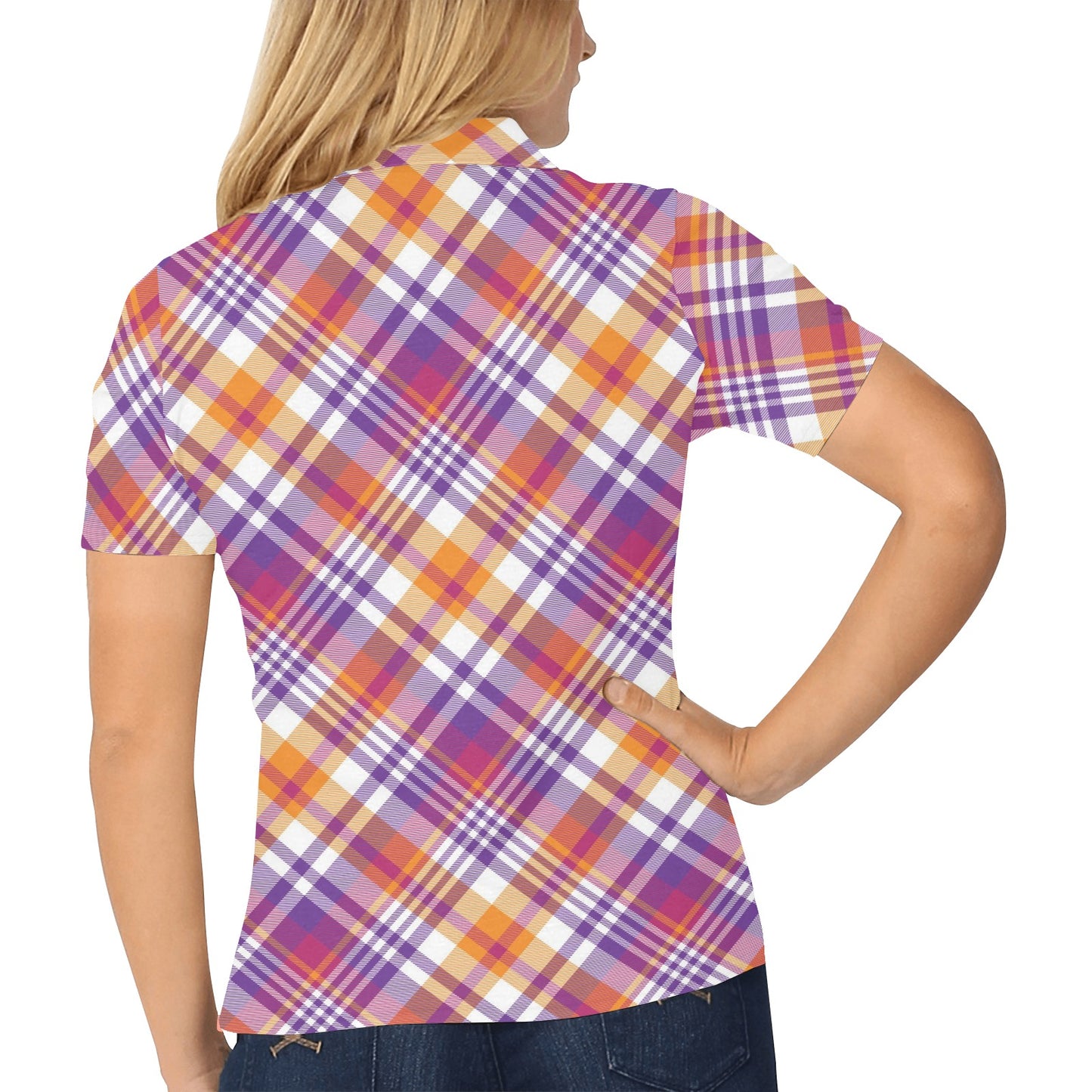 Madras Pattern Print Design 02 Women's Polo Shirt