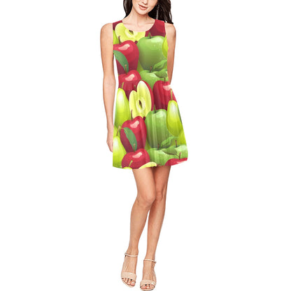Apple Pattern Print Design AP03 Sleeveless Dress