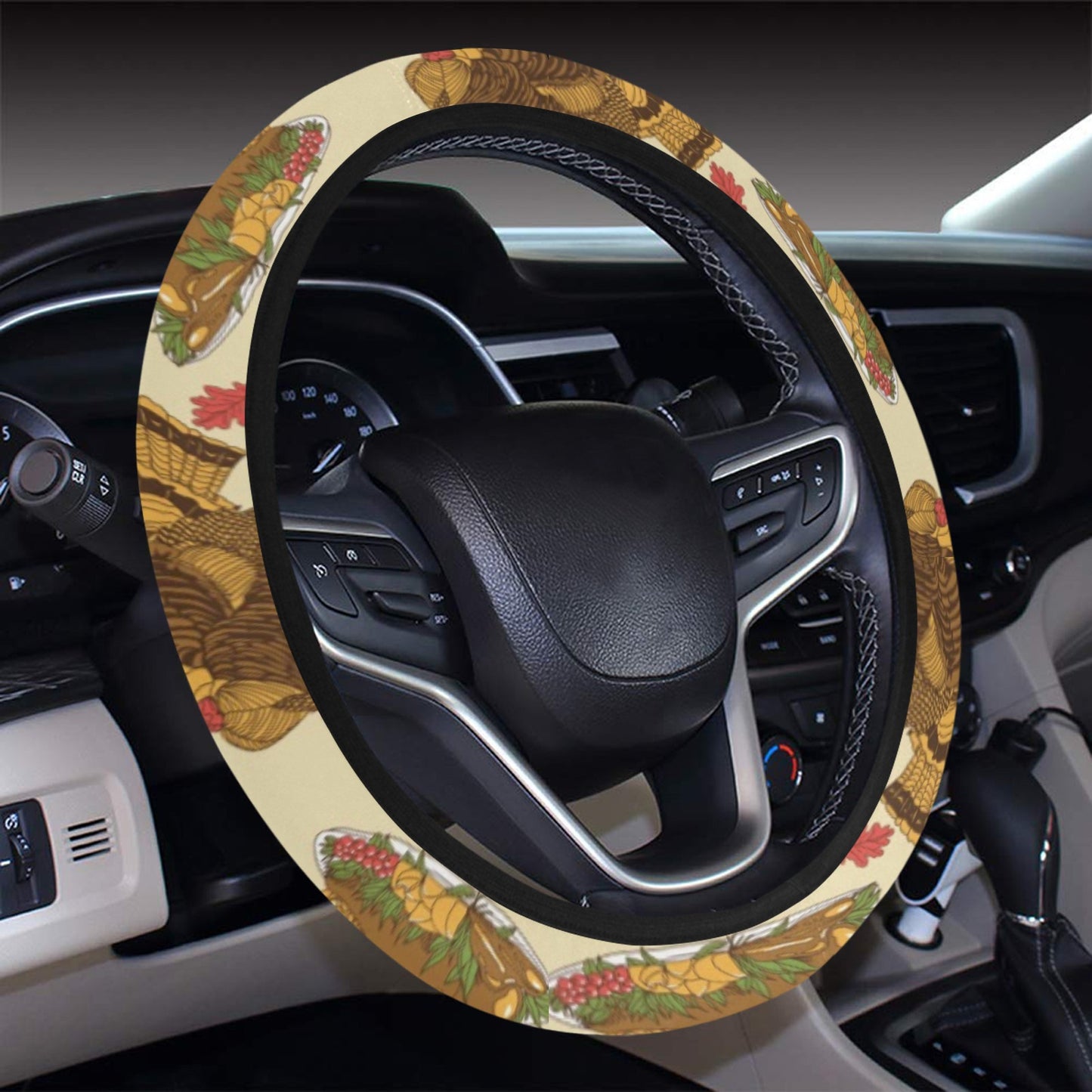 Thanksgiving Print Design LKS302 Steering Wheel Cover with Elastic Edge