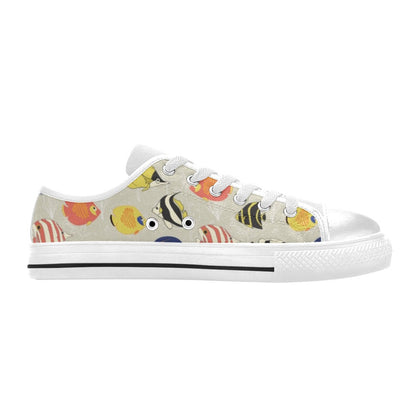 Angelfish Print Design LKS401 Women's White Low Top Shoes