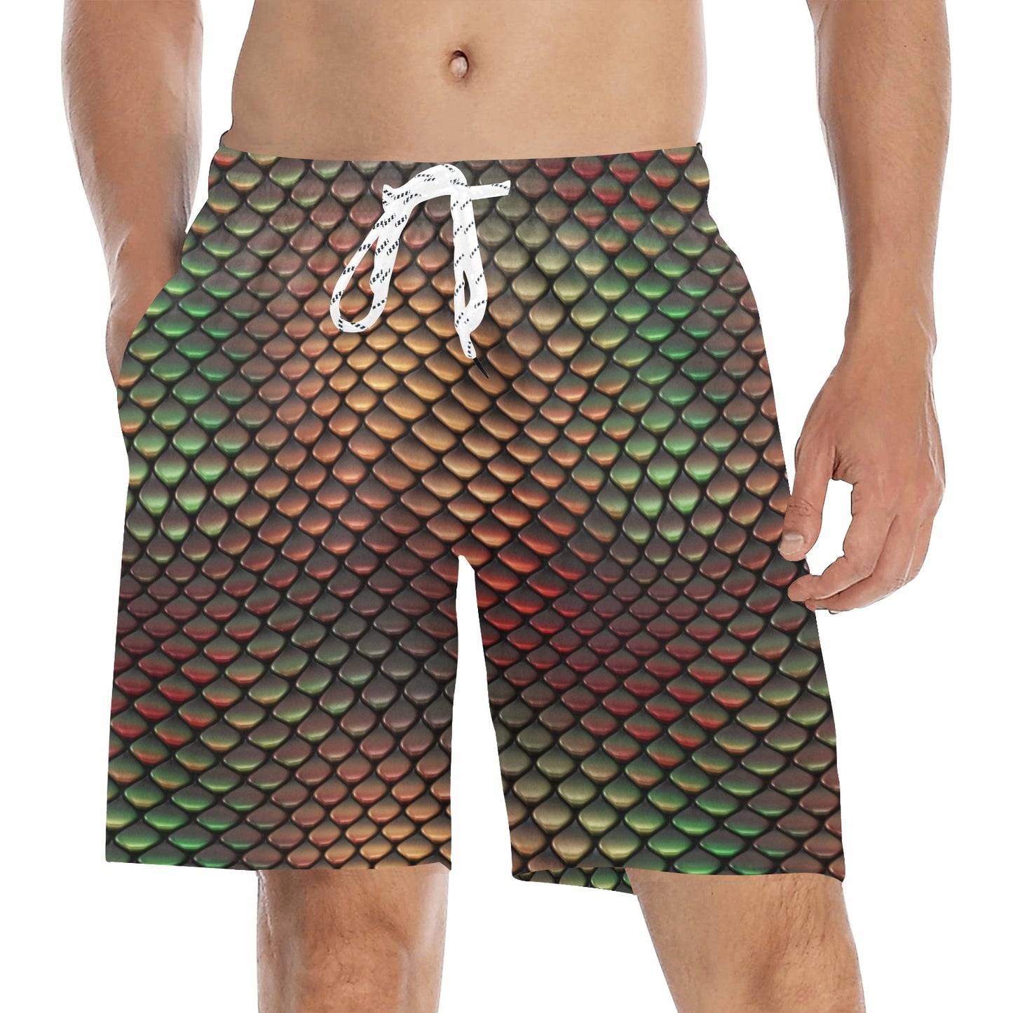 Snake Skin Colorful Print Men's Swim Trunks Beach Shorts