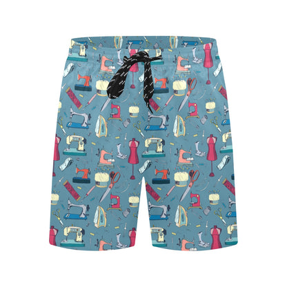 Sewing Equipment Print Design LKS301 Men's Swim Trunks Beach Shorts