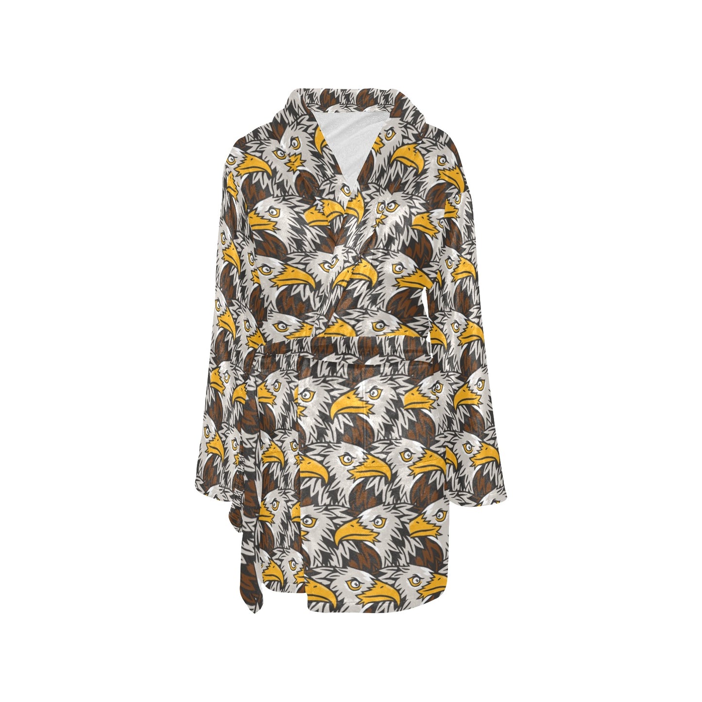 Eagles Head Pattern Women's Fleece Robe