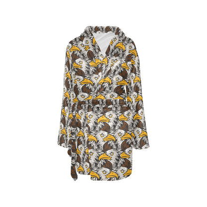 Eagles Head Pattern Women's Fleece Robe