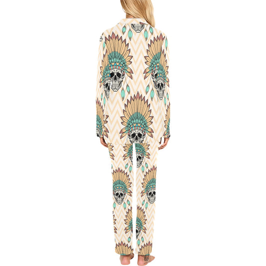 Indian Skull Pattern Women's Long Pajama Set